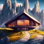 A-large-cabin-on-the-top-of-a-sunny--mountain-in-the-style-of-dreamworks,-artstation-1