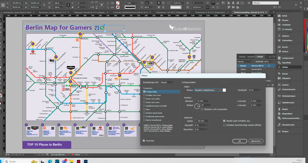 InDesign Layout und Gestaltung Schulung Beispiel U-Bahn S-Bahn Berlin