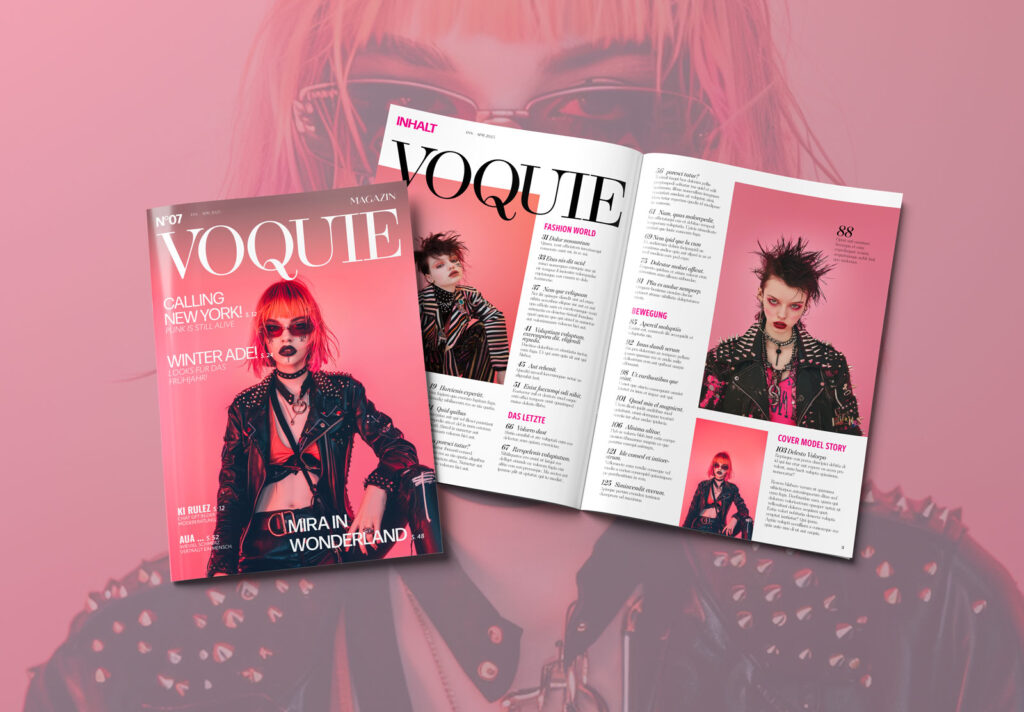 InDesign Layout und Gestaltung Schulung Beispiel Fashion Magazin