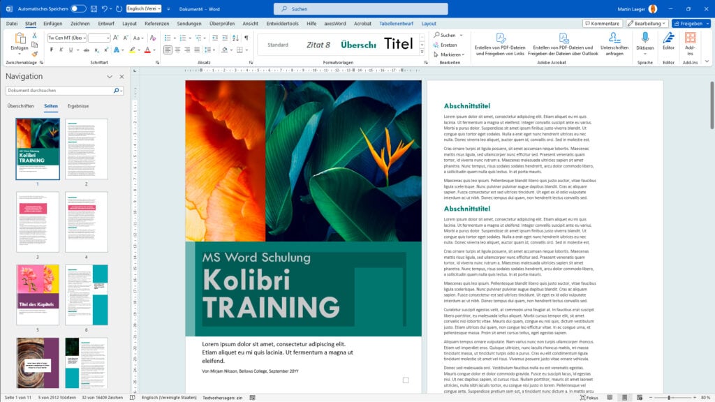 MS Word Grundlagen Schulung Gestaltung