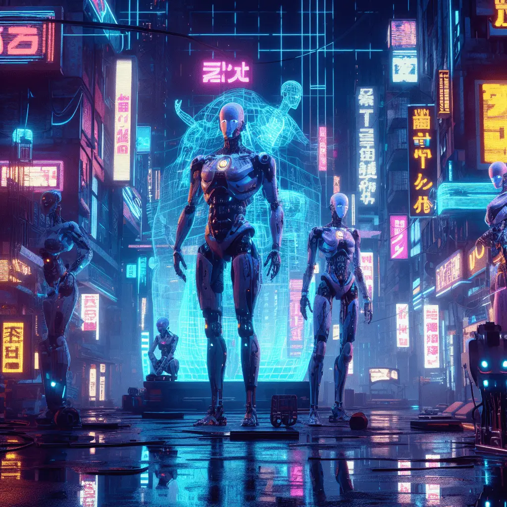 Mit der KI DALL E3 generiertes Bild, Cyberpunk, Prompt Schulung