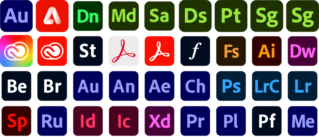 Adobe Logos von A bis Z