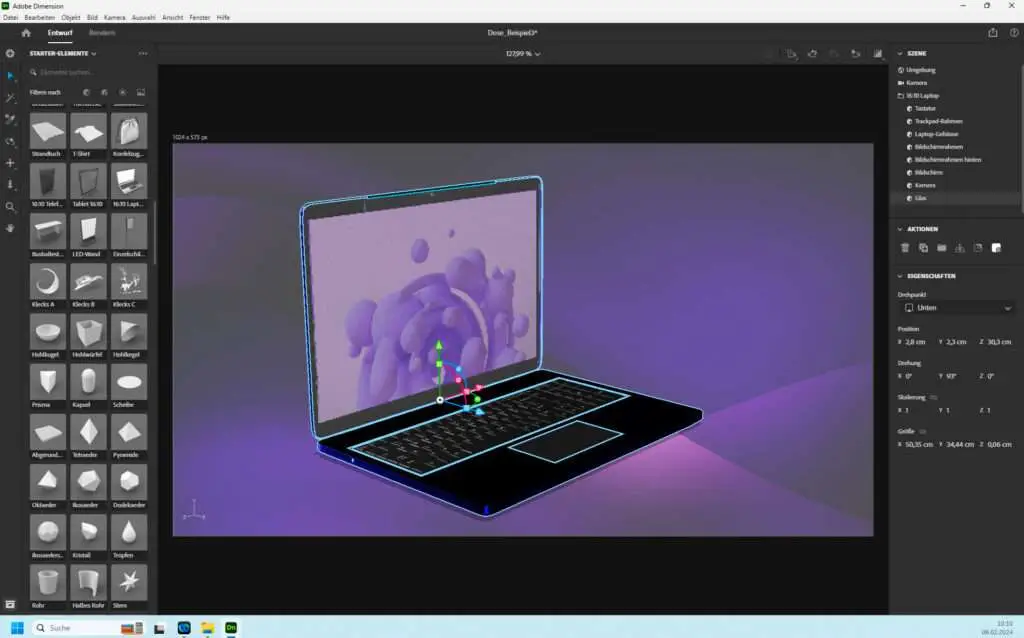 3D Laptop Dimension Photoshop 3d Design auf Screen